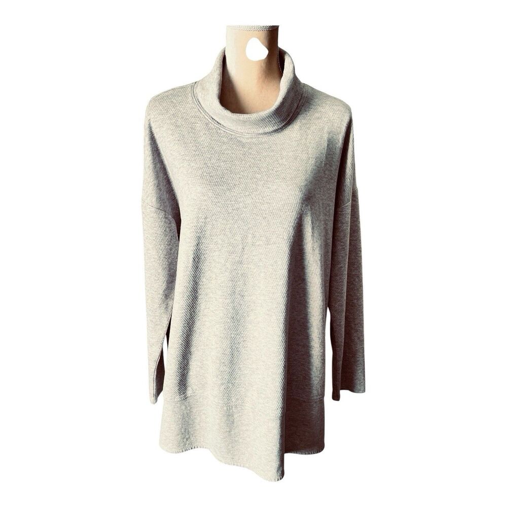 Pure Jill Cowl Neck Tunic Top Sz L Neutral Drop Shoulders Long Sleeves Comfy